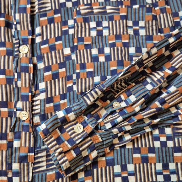 Isabel Marant Etoile Nahala Geo Print Button Up Cotton 38 US M Mandarin Boho Art - Picture 9 of 9